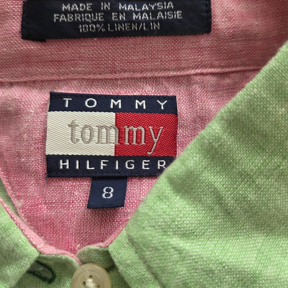Vtg & NWT Tommy Hilfiger Light Green 100% Linen Top (Cover-up) - Picture 9 of 16